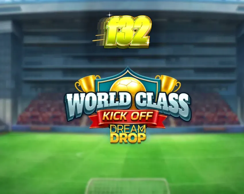 Tampilan visual retro stadion sepak bola dalam slot World Class Kick Off Dream Drop